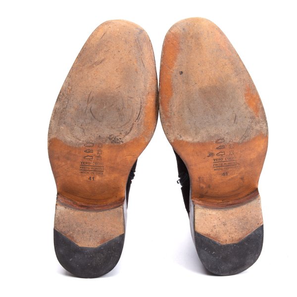 DOUCAL'S Medallion Side Zip Suede Boots Brown Size 41 (26cm)