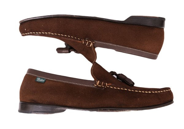 Paraboot Tassel Suede Loafers Brown Size 7.5 (26cm)