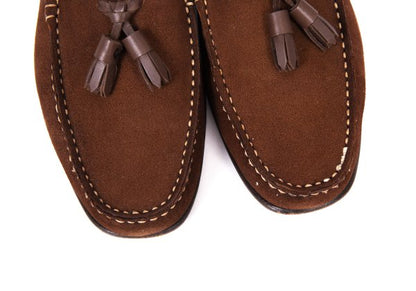 Paraboot Tassel Suede Loafers Brown Size 7.5 (26cm)