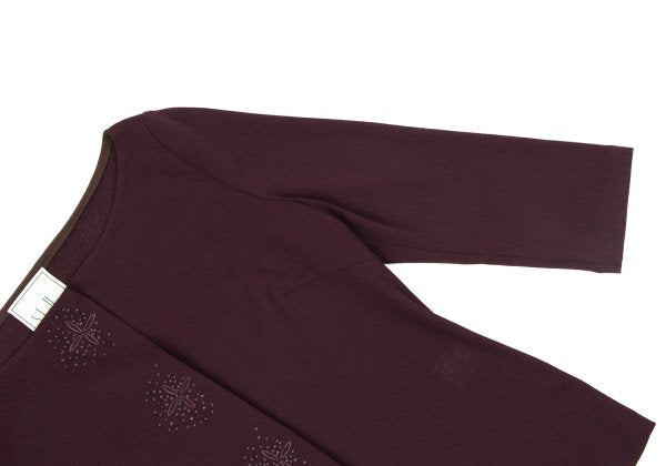 Sybilla Poly Beaded 3/4 Sleeve Snap Cardigan Red Size M