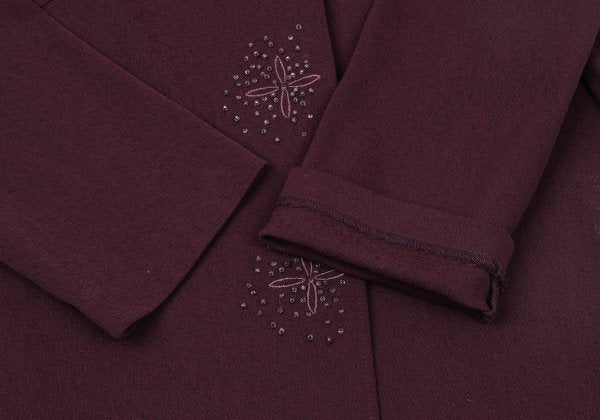 Sybilla Poly Beaded 3/4 Sleeve Snap Cardigan Red Size M
