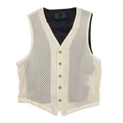 JUNIOR GAULTIER Acetate Poly Zigzag Gilet Off-White Size 48