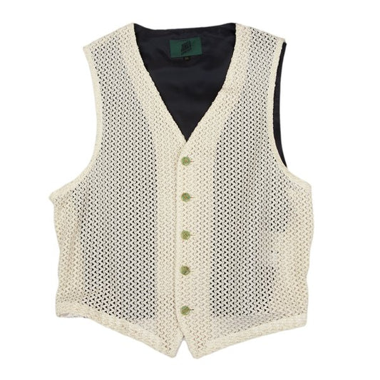 JUNIOR GAULTIER Acetate Poly Zigzag Gilet Off-White Size 48