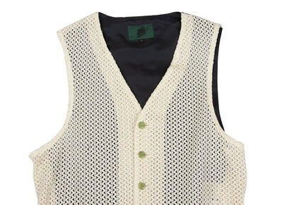 JUNIOR GAULTIER Acetate Poly Zigzag Gilet Off-White Size 48