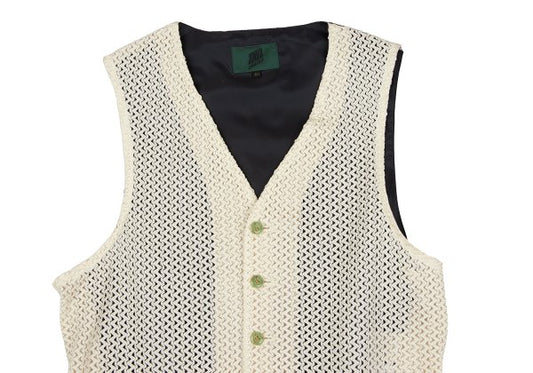 JUNIOR GAULTIER Acetate Poly Zigzag Gilet Off-White Size 48
