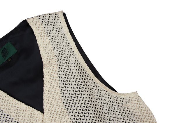 JUNIOR GAULTIER Acetate Poly Zigzag Gilet Off-White Size 48