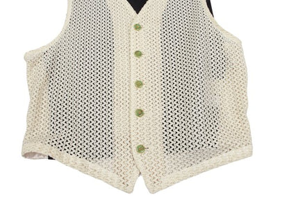 JUNIOR GAULTIER Acetate Poly Zigzag Gilet Off-White Size 48