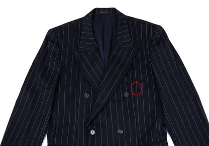 TOKIO KUMAGAI HOMME DE NUIT Wool Stripe Jacket Navy Size 48