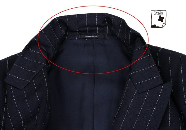TOKIO KUMAGAI HOMME DE NUIT Wool Stripe Jacket Navy Size 48