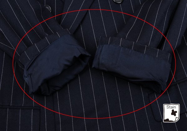 TOKIO KUMAGAI HOMME DE NUIT Wool Stripe Jacket Navy Size 48