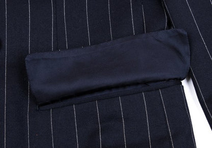 TOKIO KUMAGAI HOMME DE NUIT Wool Stripe Jacket Navy Size 48
