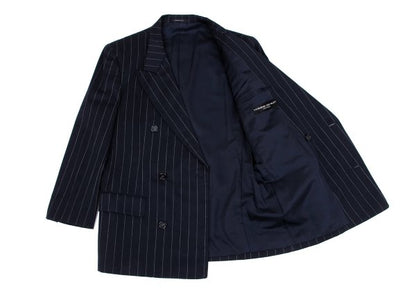 TOKIO KUMAGAI HOMME DE NUIT Wool Stripe Jacket Navy Size 48