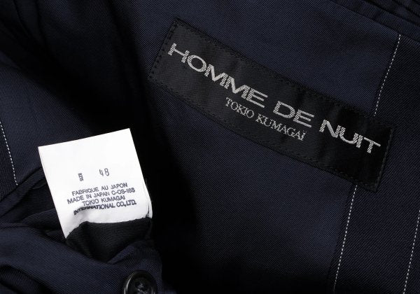 TOKIO KUMAGAI HOMME DE NUIT Wool Stripe Jacket Navy Size 48