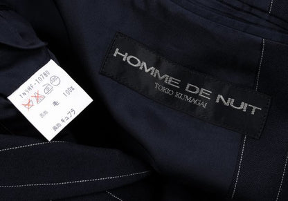 TOKIO KUMAGAI HOMME DE NUIT Wool Stripe Jacket Navy Size 48