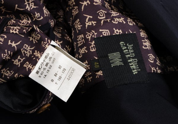Jean Paul GAULTIER HOMME Lined Kanji Jacket Navy Size 48