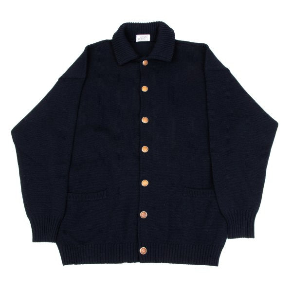 GIANNI VERSACE Wool Button Knit Jacket Navy Size 50