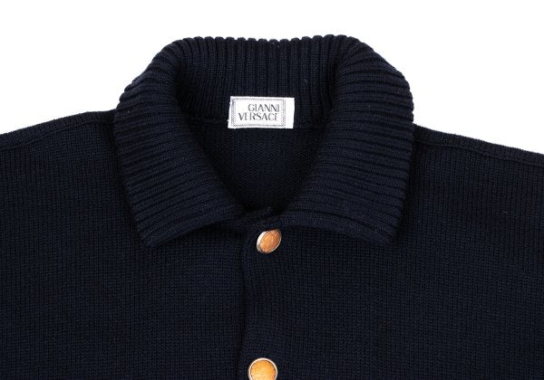 GIANNI VERSACE Wool Button Knit Jacket Navy Size 50