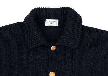 GIANNI VERSACE Wool Button Knit Jacket Navy Size 50