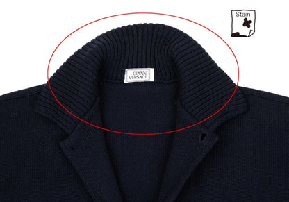 GIANNI VERSACE Wool Button Knit Jacket Navy Size 50
