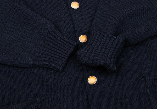 GIANNI VERSACE Wool Button Knit Jacket Navy Size 50
