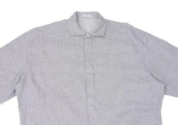 GIANNI VERSACE Cotton Linen Graph Check Long Sleeve Shirt Size 46