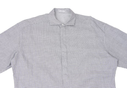 GIANNI VERSACE Cotton Linen Graph Check Long Sleeve Shirt Size 46