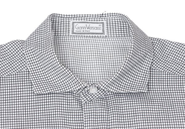 GIANNI VERSACE Cotton Linen Graph Check Long Sleeve Shirt Size 46