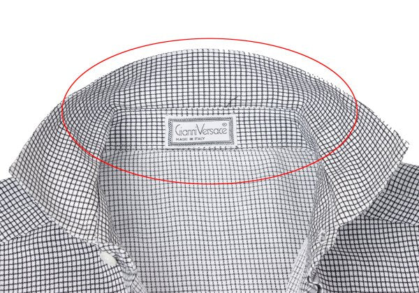 GIANNI VERSACE Cotton Linen Graph Check Long Sleeve Shirt Size 46