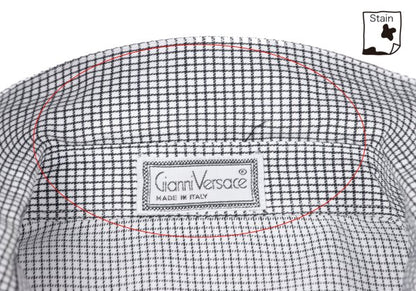 GIANNI VERSACE Cotton Linen Graph Check Long Sleeve Shirt Size 46