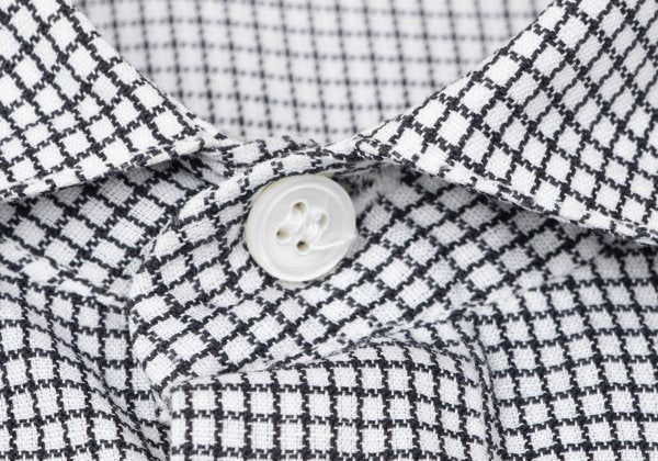 GIANNI VERSACE Cotton Linen Graph Check Long Sleeve Shirt Size 46