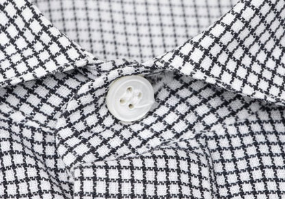 GIANNI VERSACE Cotton Linen Graph Check Long Sleeve Shirt Size 46