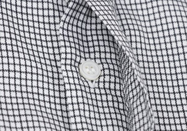 GIANNI VERSACE Cotton Linen Graph Check Long Sleeve Shirt Size 46