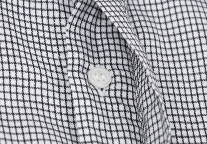 GIANNI VERSACE Cotton Linen Graph Check Long Sleeve Shirt Size 46
