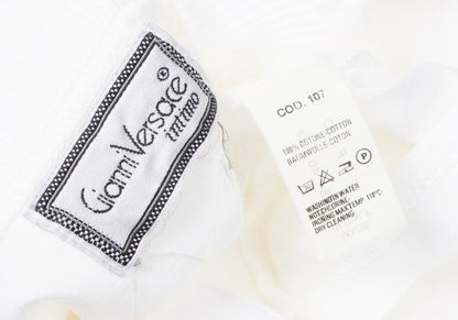 GIANNI VERSACE Rib Neck Cotton T-Shirt White Size 48