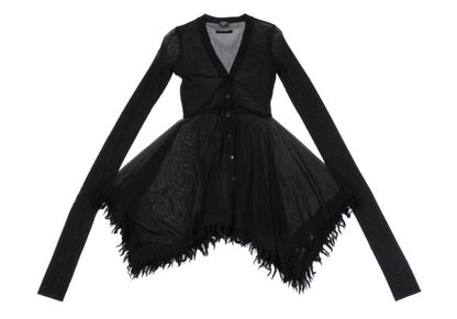 Jean Paul GAULTIER FEMME Fringe Power Cardigan Black Size 40
