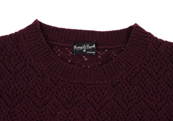 MARGARET HOWELL Openwork Wool Knit Sweater Red Size 2