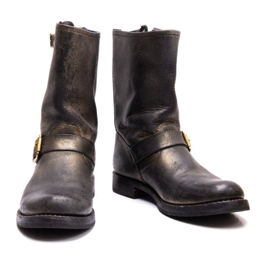 COACH x FRYE Foil Print Leather Boots Gold Size 23.5CM