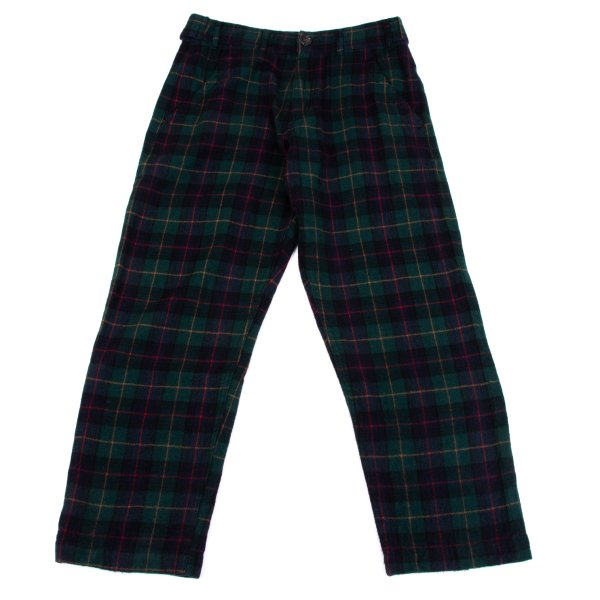 COMME des GARCONS HOMME PLUS Navy Green Check Pants Size XS
