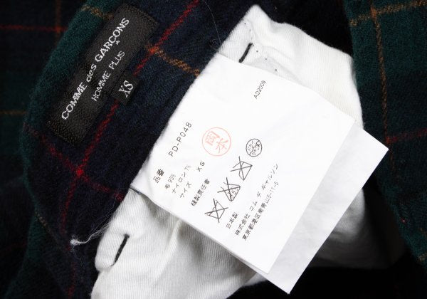 COMME des GARCONS HOMME PLUS Navy Green Check Pants Size XS