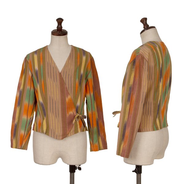 KENZO Cotton Multi-Stripe Cord-Tie Jacket Multi Size M