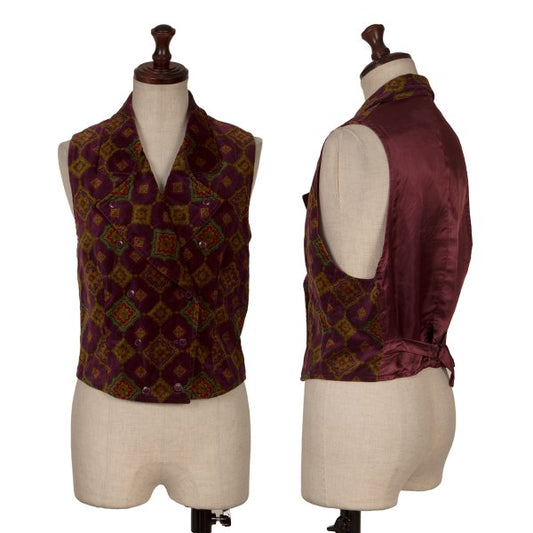 KENZO Cotton Moleskin Crest Pattern Vest Bordeaux Size M