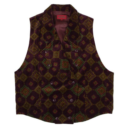 KENZO Cotton Moleskin Crest Pattern Vest Bordeaux Size M
