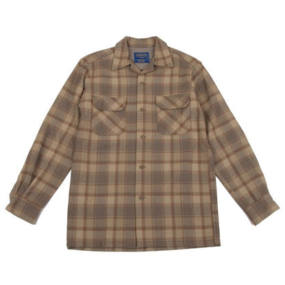 PENDLETON Brown Wool Check Open Collar Sleeve Shirt Size XXS