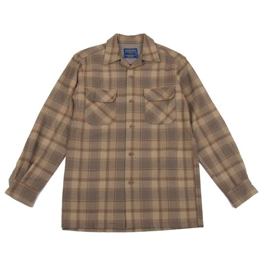 PENDLETON Brown Wool Check Open Collar Sleeve Shirt Size XXS
