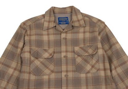 PENDLETON Brown Wool Check Open Collar Sleeve Shirt Size XXS