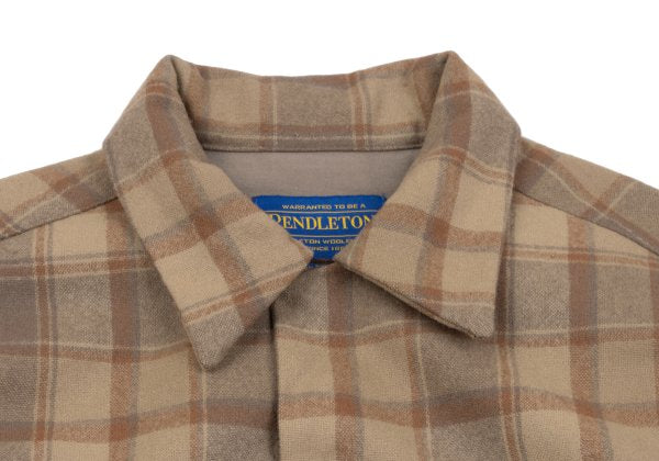 PENDLETON Brown Wool Check Open Collar Sleeve Shirt Size XXS