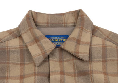 PENDLETON Brown Wool Check Open Collar Sleeve Shirt Size XXS
