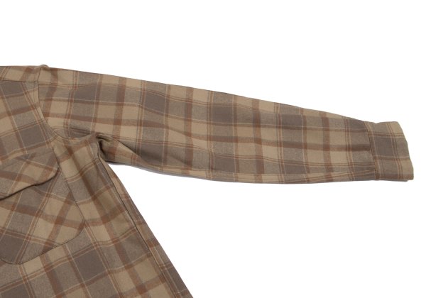 PENDLETON Brown Wool Check Open Collar Sleeve Shirt Size XXS