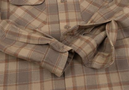 PENDLETON Brown Wool Check Open Collar Sleeve Shirt Size XXS