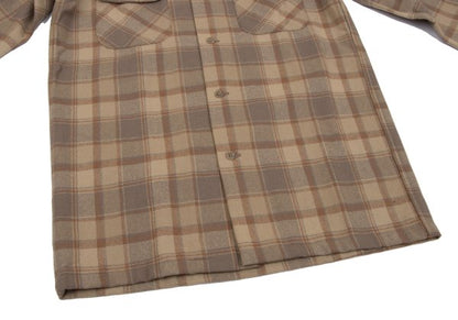 PENDLETON Brown Wool Check Open Collar Sleeve Shirt Size XXS